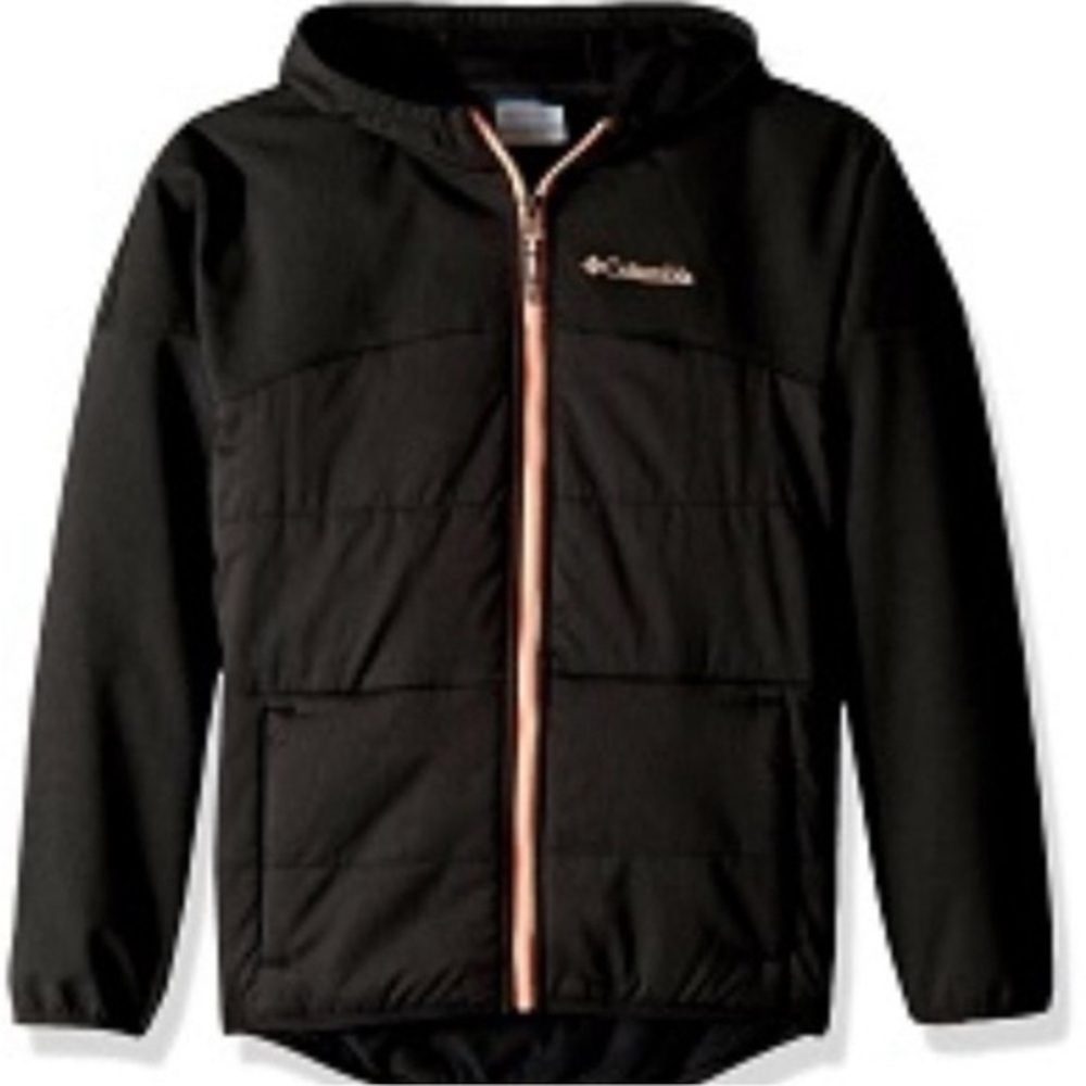 Columbia Girls’ Take a Hike Black & Pink Soft-shell Jacket Coat - Sz Small (7/8)